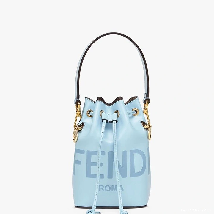 Vintage HOT Bag Mini Logo Leather Sky ROMA Calf Blue Bucket Fendi Mon In Tresor 0808